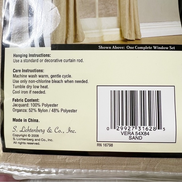 NIP Set x2 Bed Bath Beyond Vera Jacquard Complete Window Treatments Sand 54”x84” - Picture 5 of 6